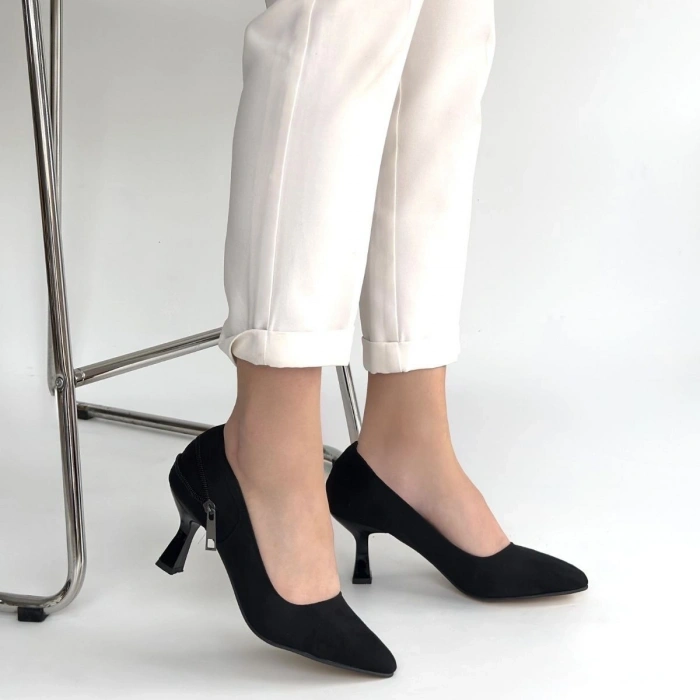 petite ateiler Jedi Siyah Süet Topuklu Ayakkabı