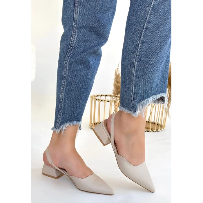 petite ateiler Jenti Bej Cilt Topuklu Ayakkabı