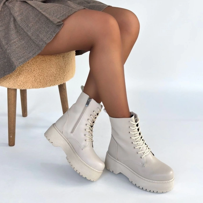 petite ateiler Jonni Bej Cilt Bağcıklı Bot