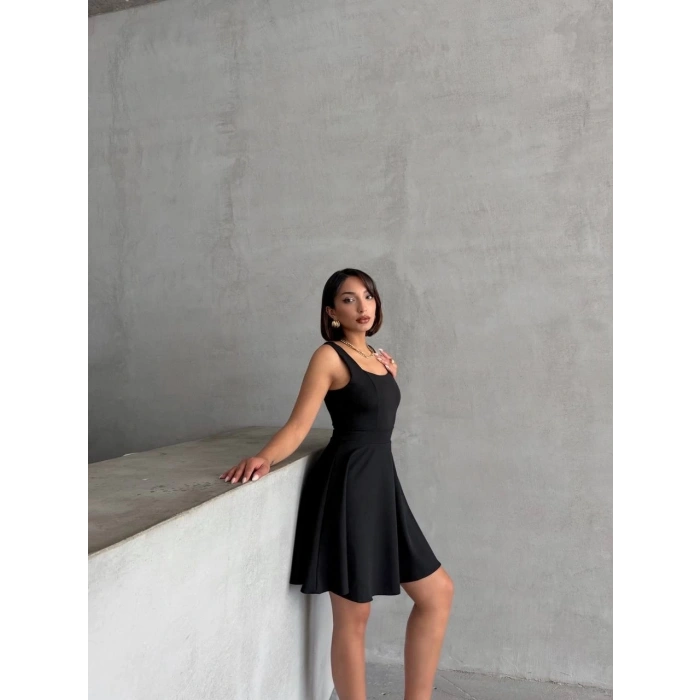 petite ateiler Kadın kare yaka kısa elbise s251188