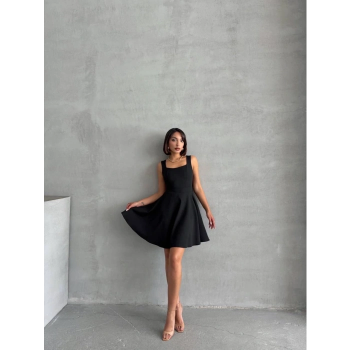 petite ateiler Kadın kare yaka kısa elbise s251188