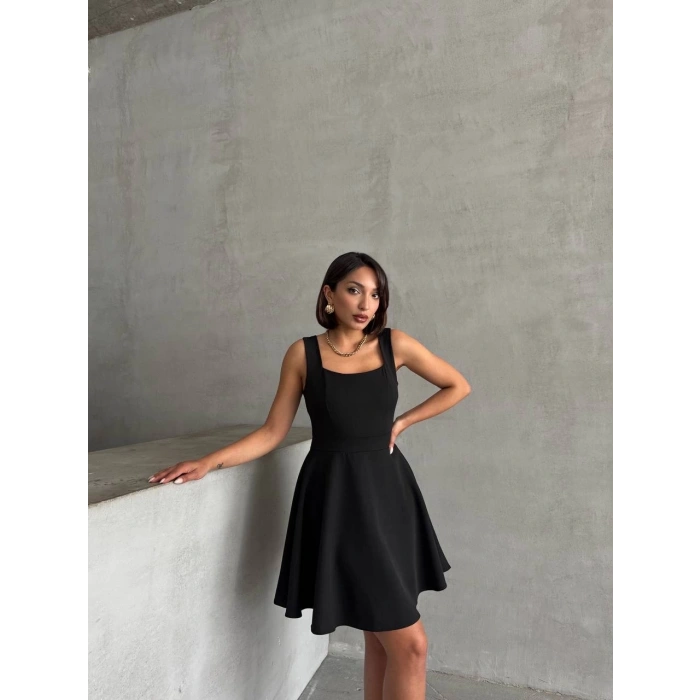 petite ateiler Kadın kare yaka kısa elbise s251188