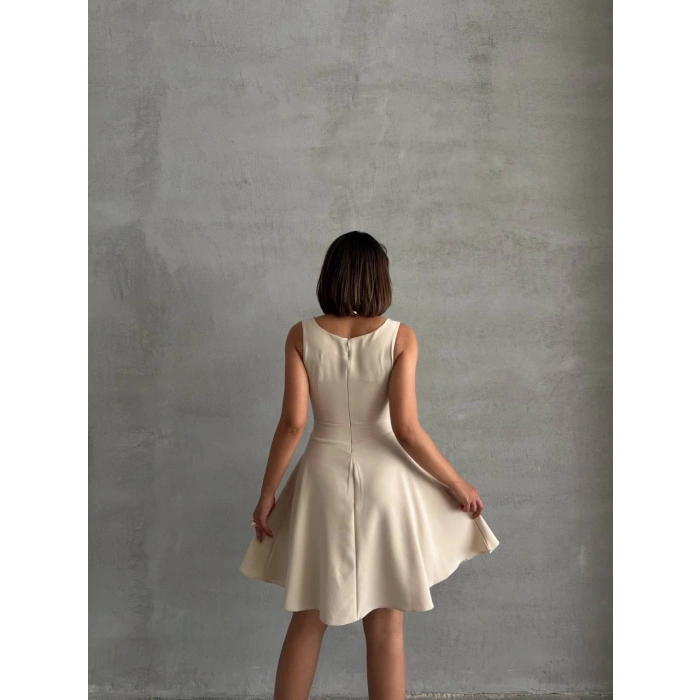 petite ateiler Kadın kare yaka kısa elbise s251188