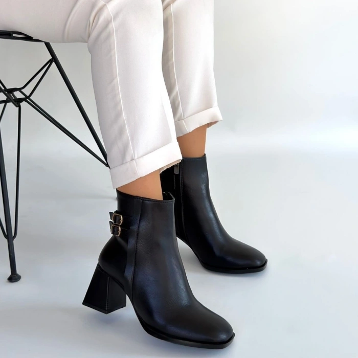petite ateiler Kanda Siyah Cilt Topuklu Bot