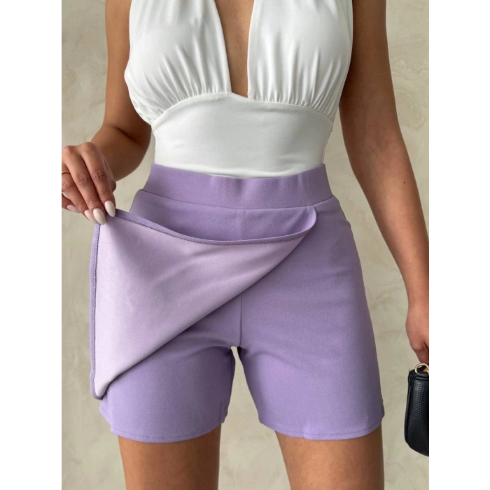 petite ateiler Kapaklı şort etek lila s208