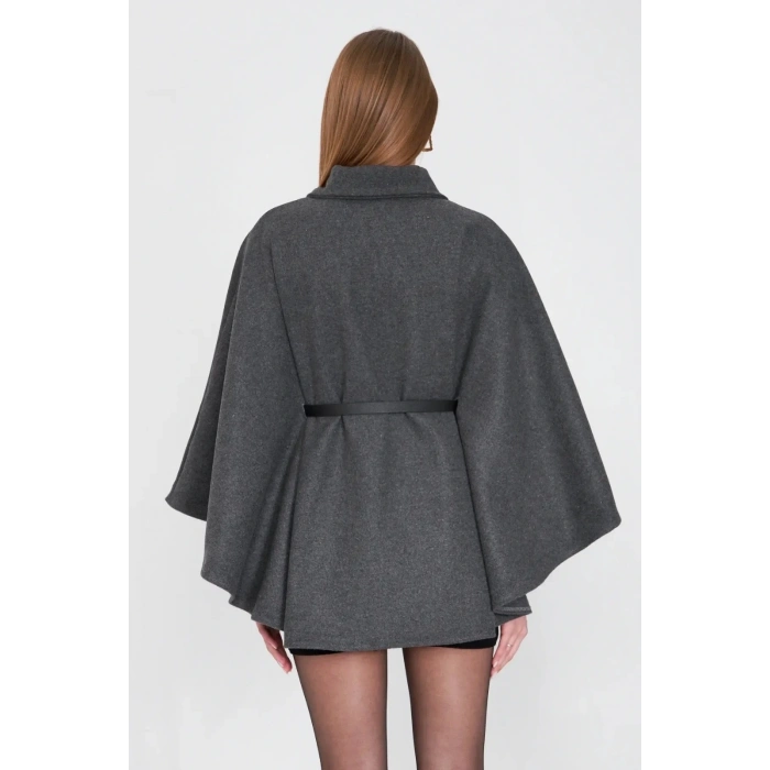 petite ateiler Kemerli kaşe panço antrasit pt