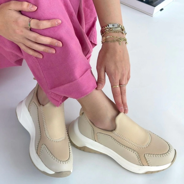 petite ateiler Kendy Bej Cilt Spor Ayakkabı