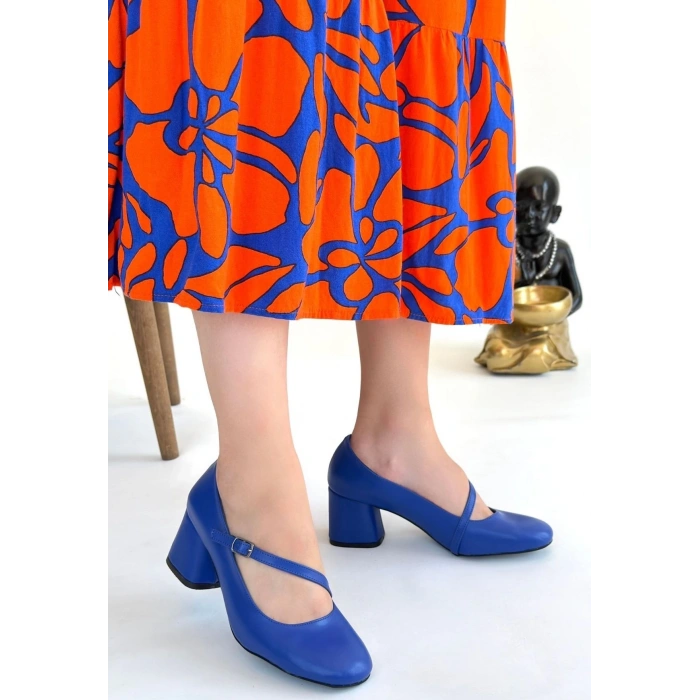 petite ateiler Kier Mavi Cilt Topuklu Ayakkabı