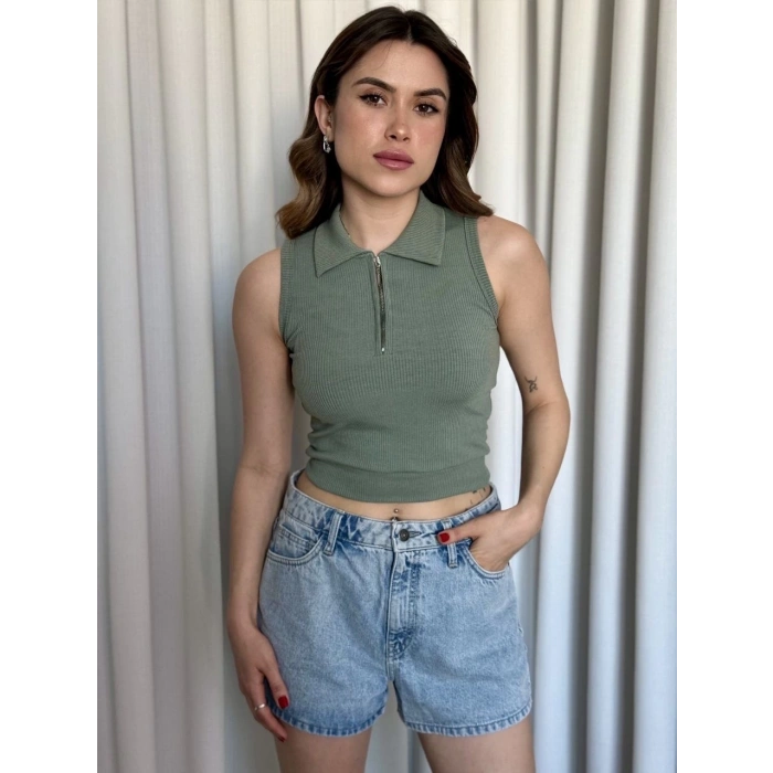 petite ateiler Kısa fermuarlı crop