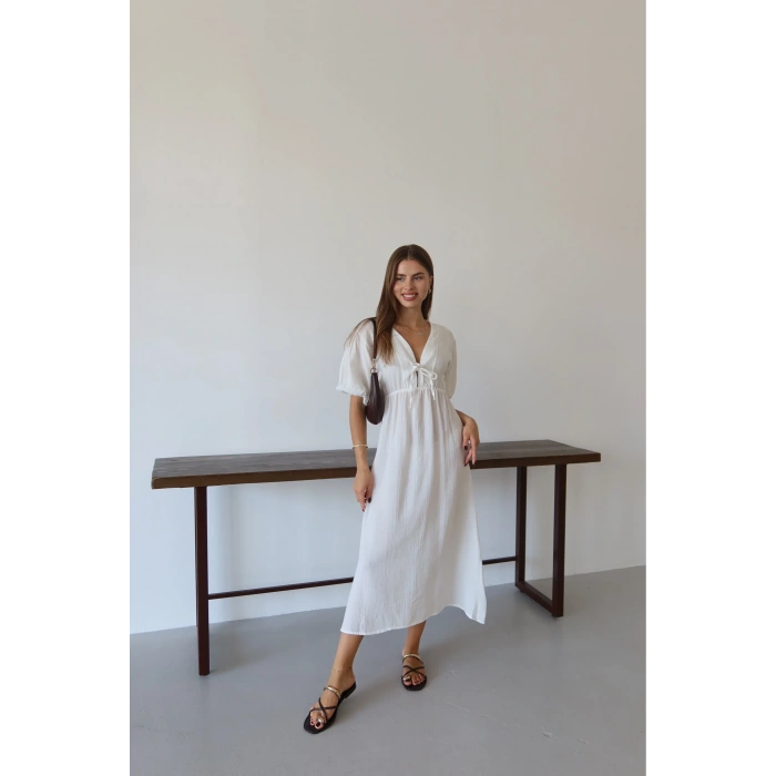 petite ateiler Kısa kollu müslin elbise beyaz pt