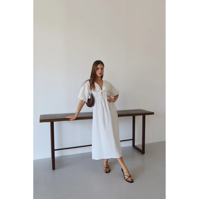 petite ateiler Kısa kollu müslin elbise beyaz pt