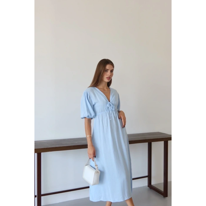 petite ateiler Kısa kollu müslin elbise mavi pt