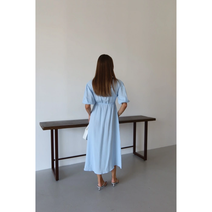 petite ateiler Kısa kollu müslin elbise mavi pt