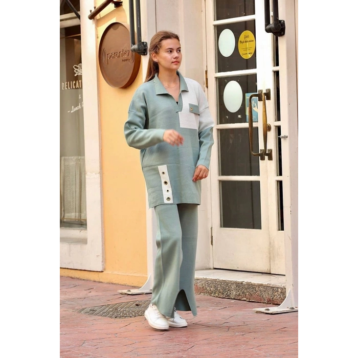 petite ateiler Kuş gözü triko takım Mint