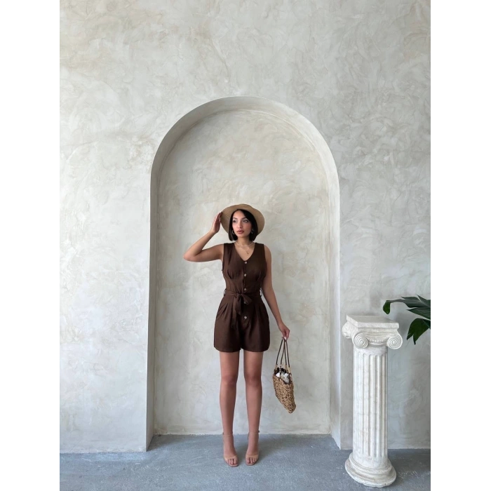 petite ateiler Kuşaklı şortlu tulum