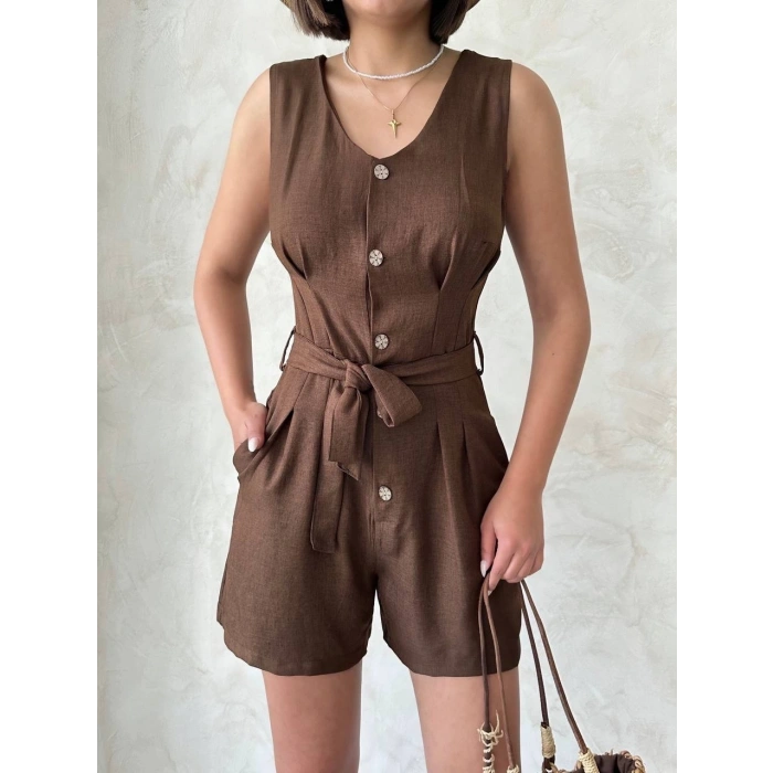 petite ateiler Kuşaklı şortlu tulum