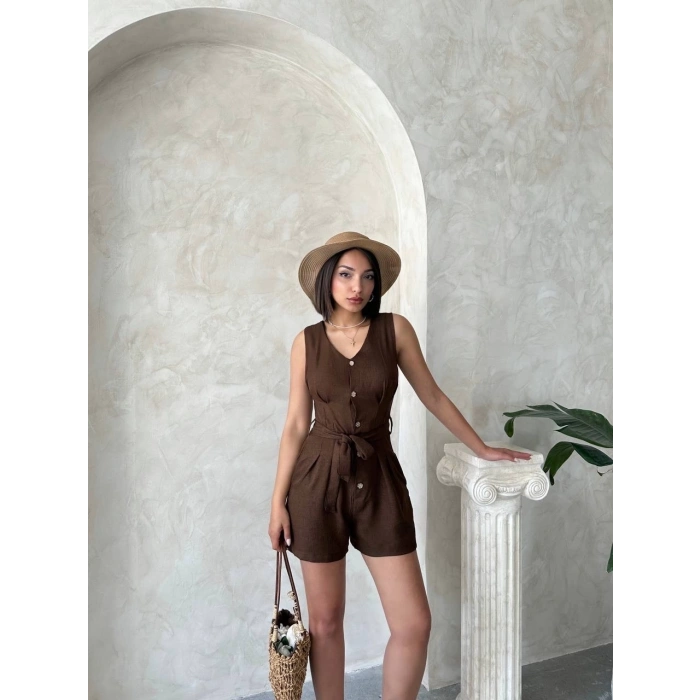 petite ateiler Kuşaklı şortlu tulum