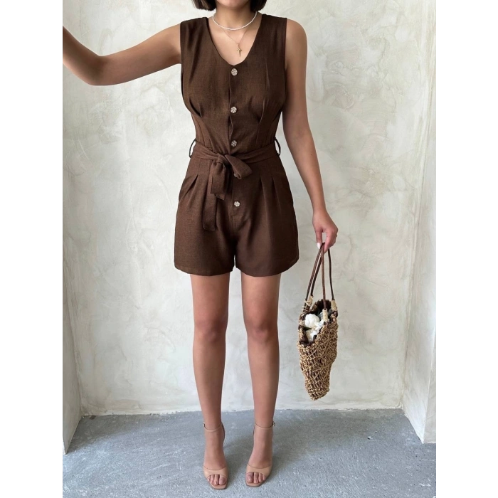 petite ateiler Kuşaklı şortlu tulum