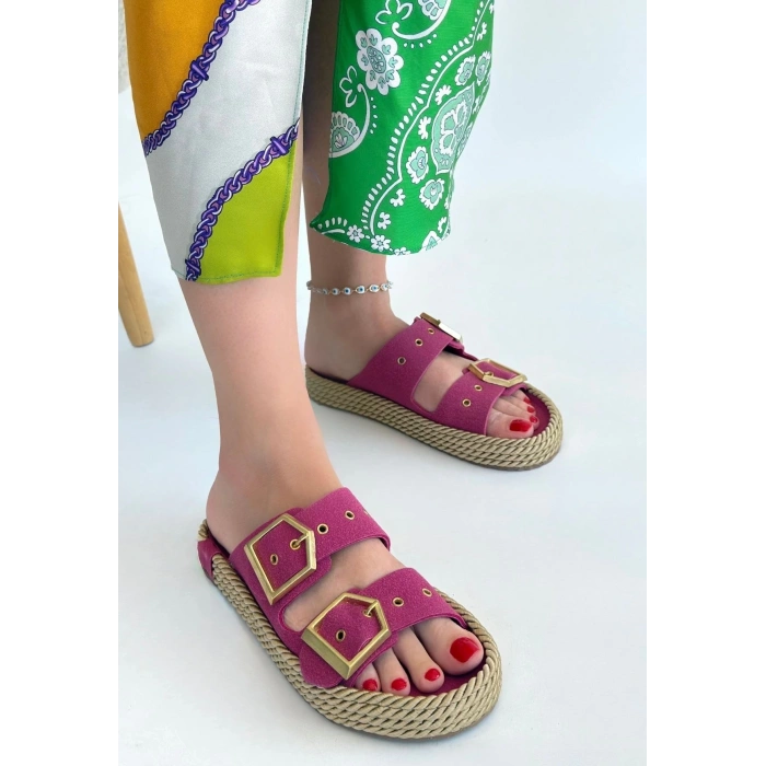 petite ateiler Loera Pemba Nubuk Çift Tokalı Terlik