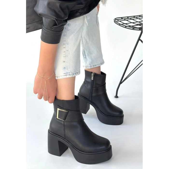 petite ateiler Lonji Siyah Cilt Topuklu Bot