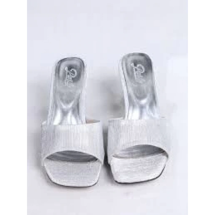 petite ateiler Luart Gümüş Simli Topuklu Terlik