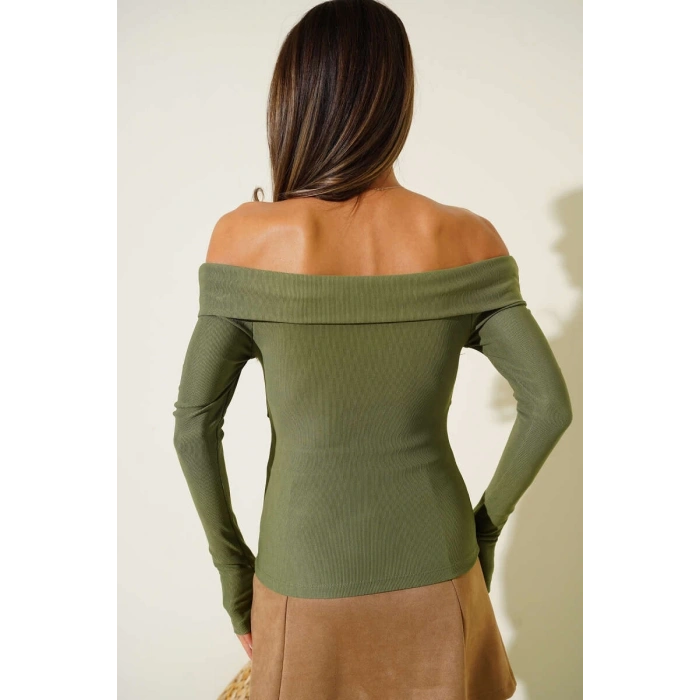 petite ateiler Madonna Çapraz Yaka Bluz Yeşil t4331