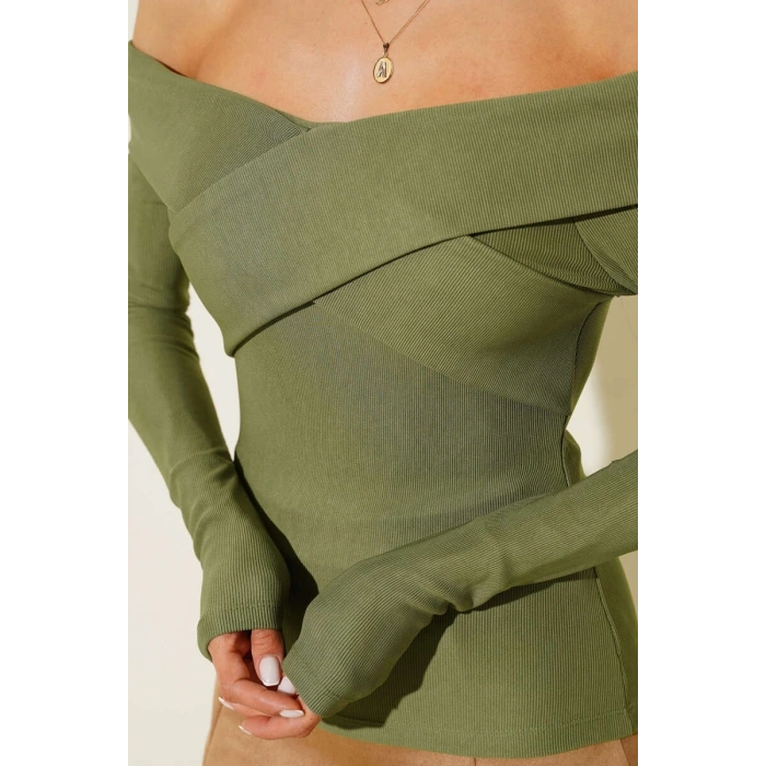 petite ateiler Madonna Çapraz Yaka Bluz Yeşil t4331