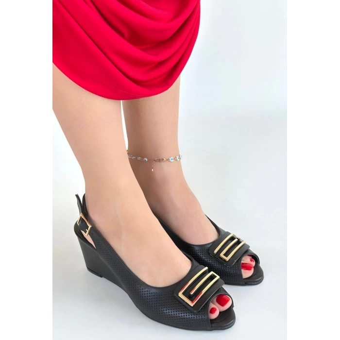 petite ateiler Mamba Siyah Cilt Dolgu Topuk Ayakkabı