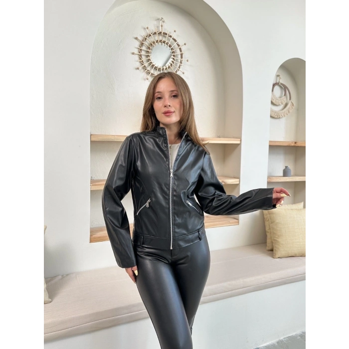 petite ateiler Mevsimlik deri ceket siyah st255510