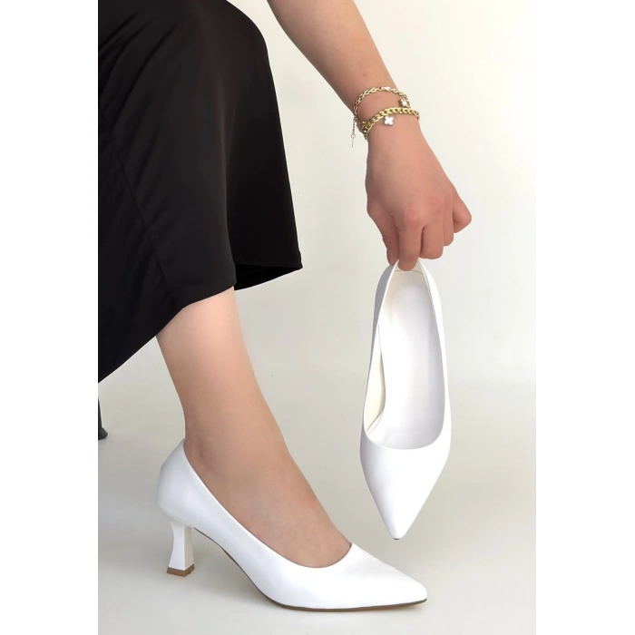 petite ateiler Mırta Beyaz Cilt Topuklu Ayakkabı