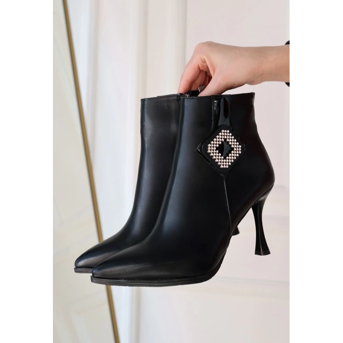 petite ateiler Moose Siyah Cilt Topuklu Bot