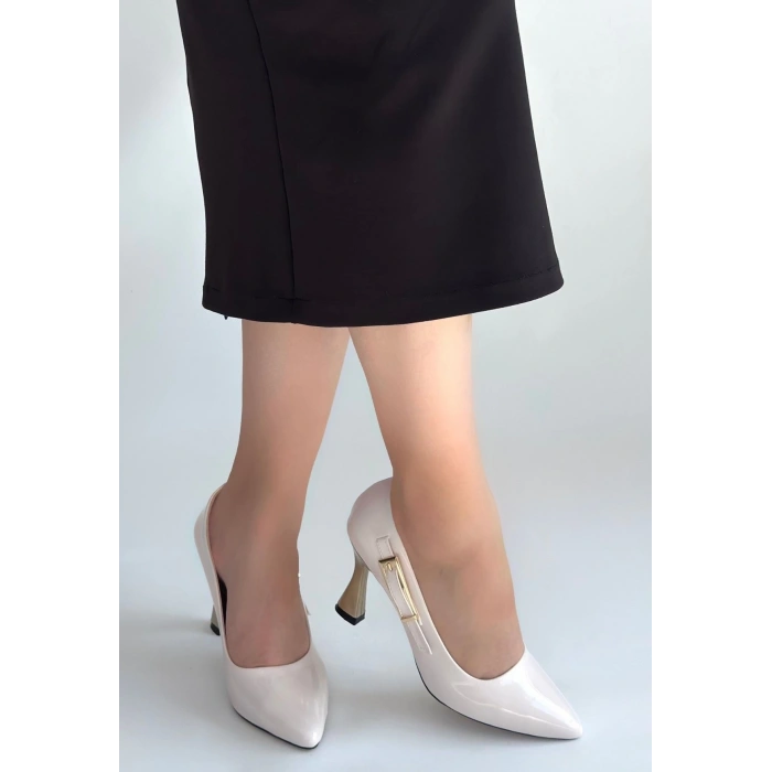 petite ateiler Motya Bej Rugan Topuklu Ayakkabı