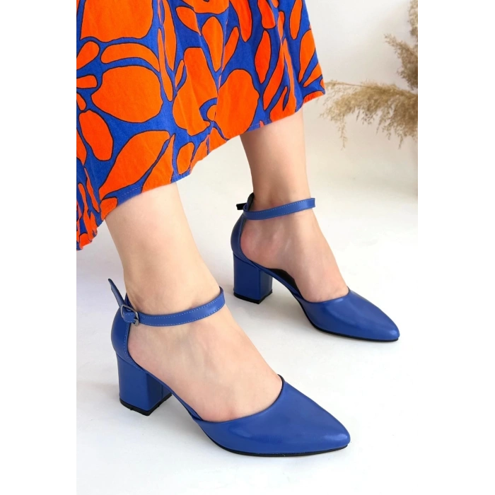 petite ateiler Mulen Mavi Cilt Topuklu Ayakkabı