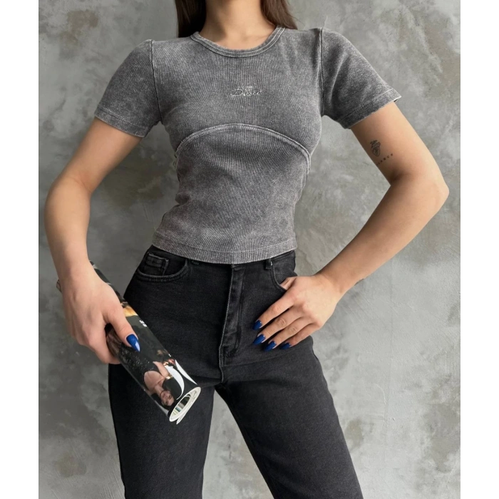 petite ateiler Nakış işlemeli asit yıkamalı bluz