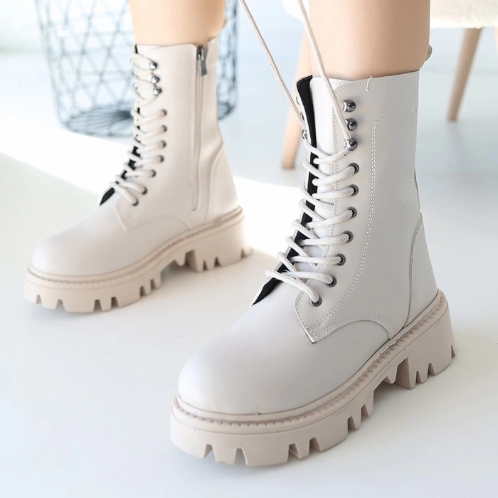 petite ateiler Neole Bej Cilt Bağcıklı Bot