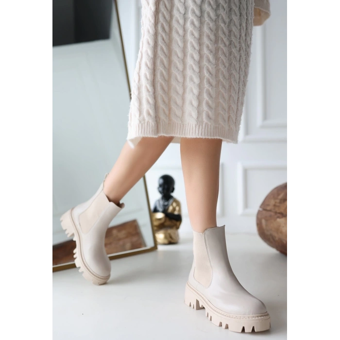 petite ateiler Ninle Bej Cilt Topuklu Bot