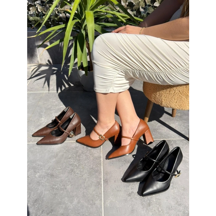 petite ateiler Nıvra Taba Cilt Topuklu Ayakkabı