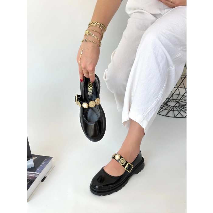 petite ateiler Okira Siyah Rugan Oxford Ayakkabı