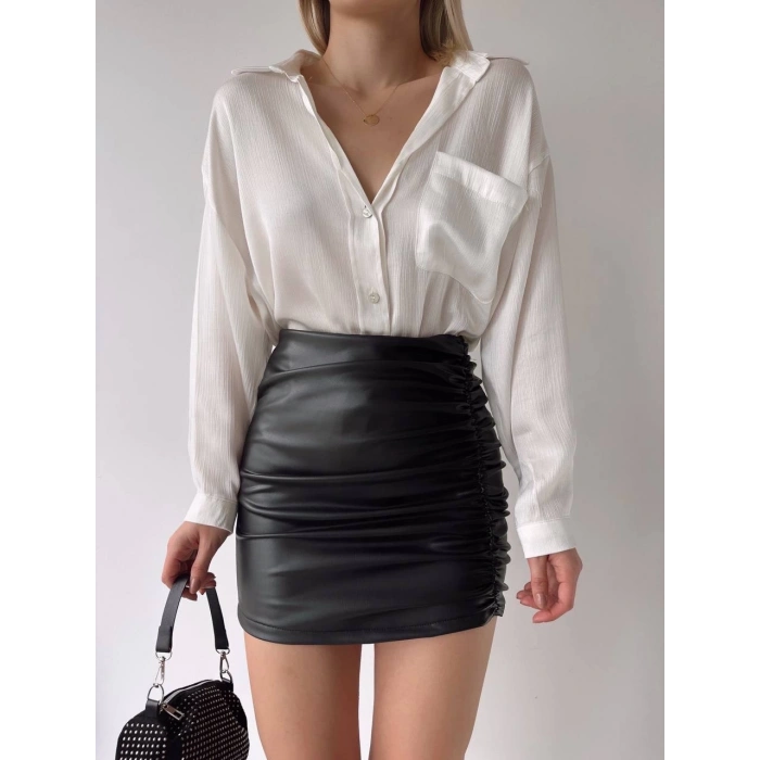 petite ateiler Önden büzgülü etek siyah h24210