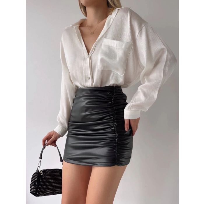 petite ateiler Önden büzgülü etek siyah h24210