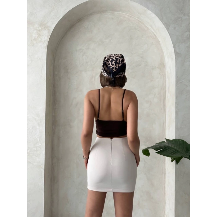 petite ateiler Önü büzgülü etek bej s24222