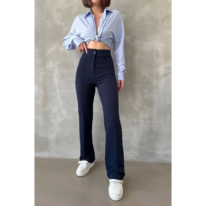 petite ateiler Önü cumalı ithal krep pantolon