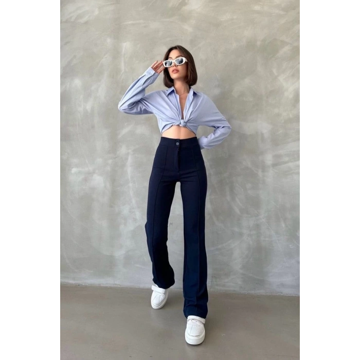 petite ateiler Önü cumalı ithal krep pantolon