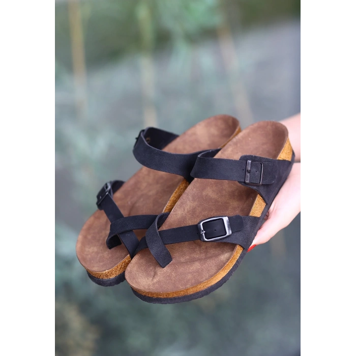 petite ateiler Opil Siyah Nubuk Terlik