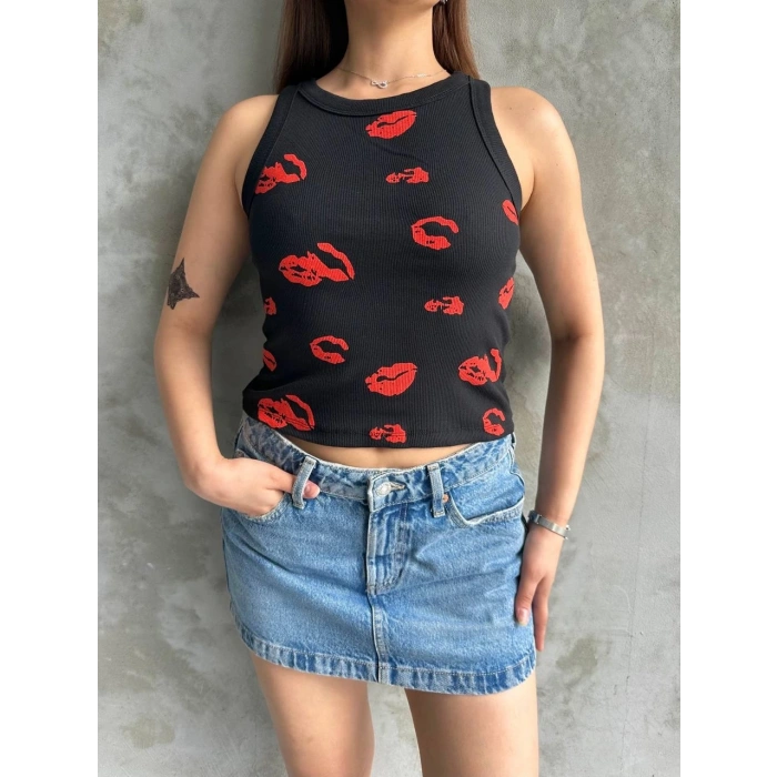 petite ateiler Öpücük baskılı bluz