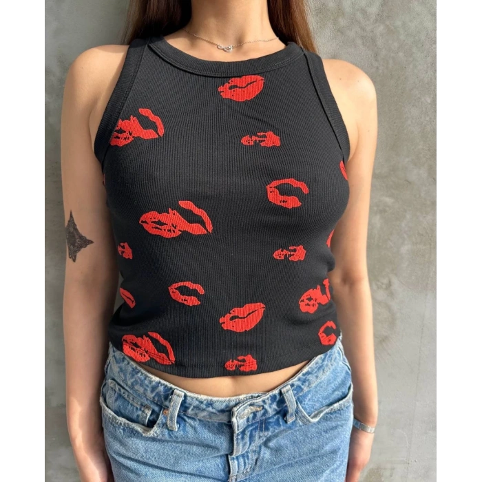 petite ateiler Öpücük baskılı bluz