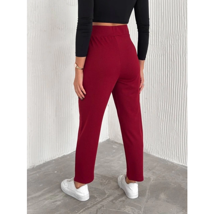 petite ateiler örme krep pantolon çift düğmeli