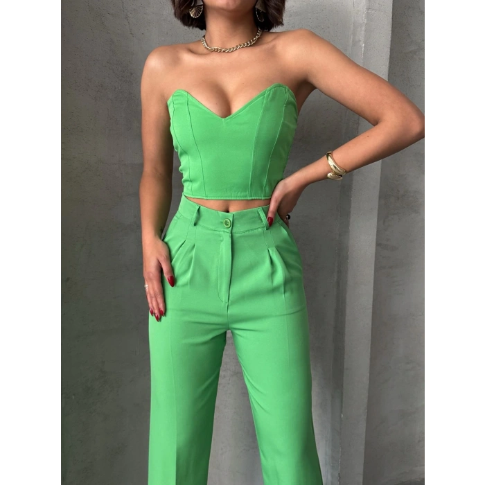 petite ateiler Palazzo pantolonlu alt üst takım yeşil