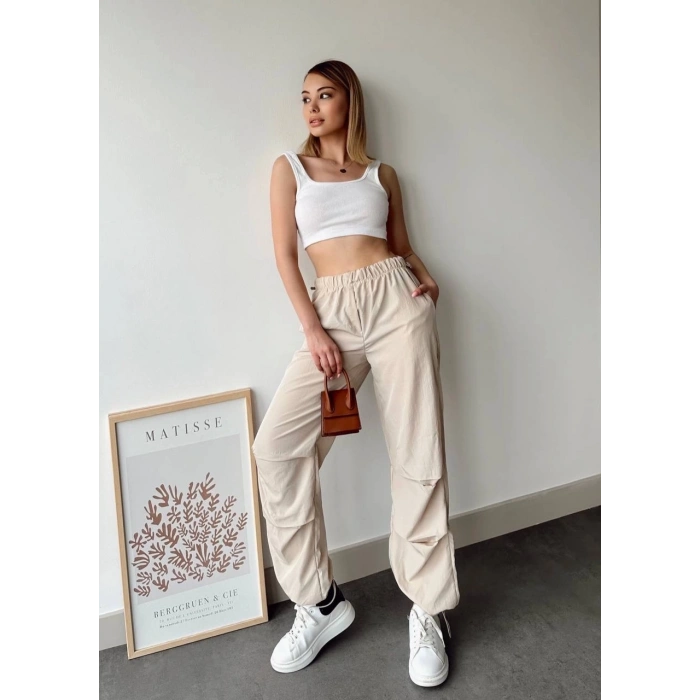 petite ateiler Paraşüt pantolon bej