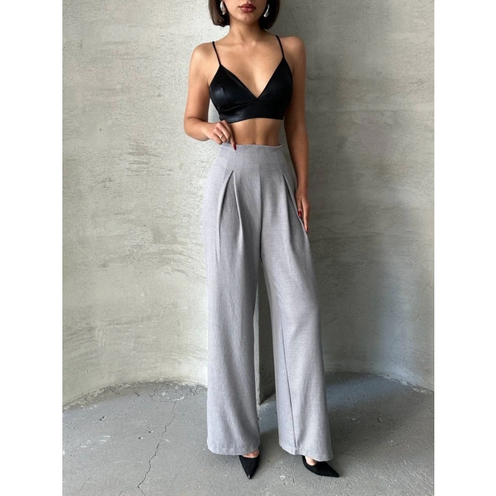 petite ateiler Pileli keten pantolon s255046